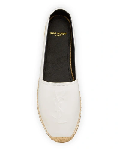 Shop Saint Laurent Monogram Ysl Soho Leather Slip-on Espadrille Flats In White