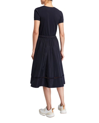 Shop Moncler A-line Logo Stripe Dress In Royal