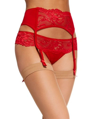 Shop La Perla Brigitta Floral-lace Garter Belt In Red