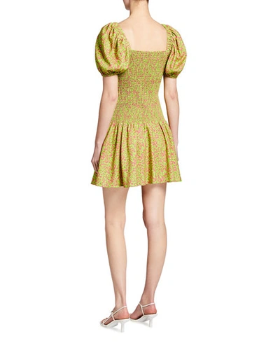 Shop Tanya Taylor Eden Confetti Floral-print Mini Dress In Confetti Lime