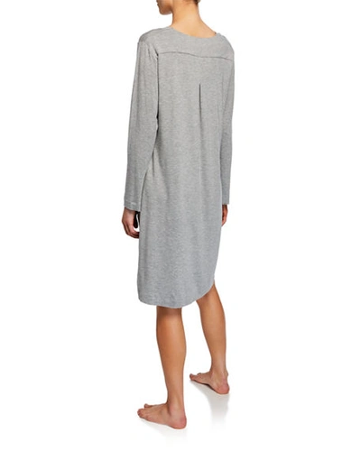 Shop Hanro Champagne Long-sleeve Nightgown In Grey Melange