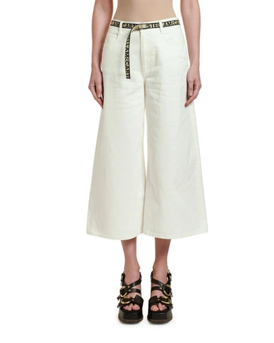 Shop Stella Mccartney Flare-leg Cotton Trousers In White