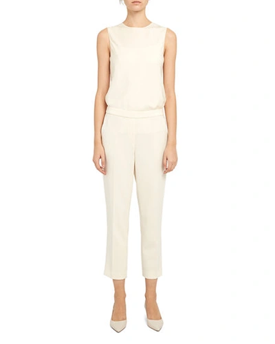 Shop Theory Treeca Cropped Pull-on Pants In Rice