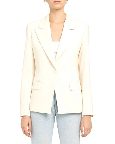 Shop Theory Angled One-button Blazer In Rice