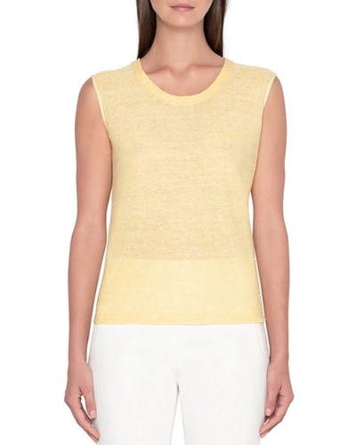 Shop Akris Sequin Linen-cotton Sweater In Yellow