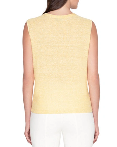 Shop Akris Sequin Linen-cotton Sweater In Yellow