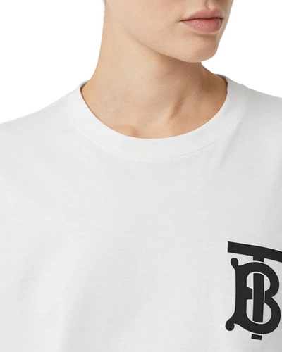 Shop Burberry Emerson Oversized T-shirt With Tb Monogram, White