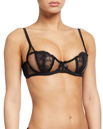 Shop Agent Provocateur Rozlyn Lace-inset Half-cup Bra In Black