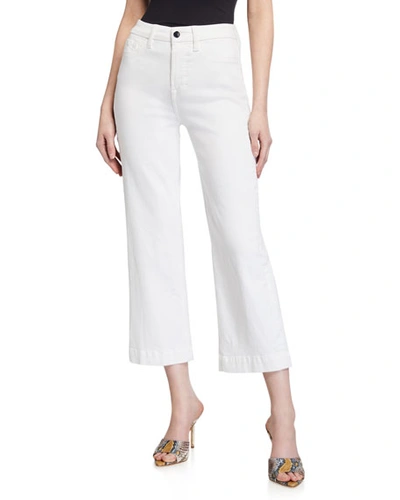 Shop Jen7 By 7 For All Mankind Mid-rise Cropped Wide-leg Jeans In White