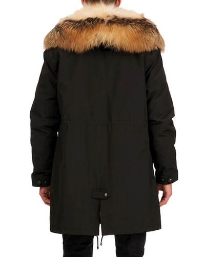 Shop Gorski Men's Fox Fur Trim Parka In Black