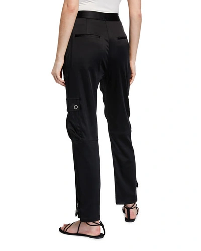 Shop Jonathan Simkhai Structured Sateen Utility Belted Pants In Black
