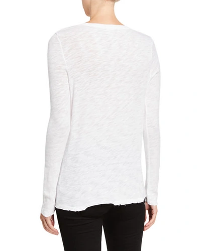 Shop Atm Anthony Thomas Melillo V-neck Long-sleeve Slub T-shirt In White