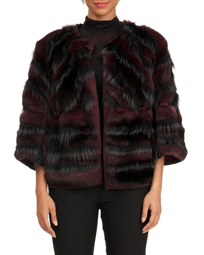 Shop Burnett New York Chinchilla Jacket W/ Fox Inserts In Red Pattern
