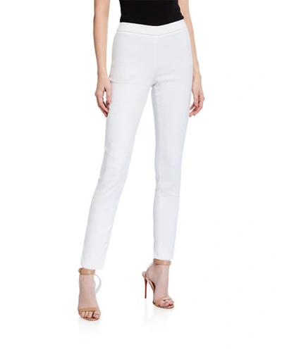 Shop Carolina Herrera Stretch Cotton Skinny Pants In White