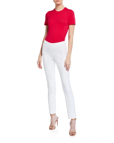 Shop Carolina Herrera Stretch Cotton Skinny Pants In White