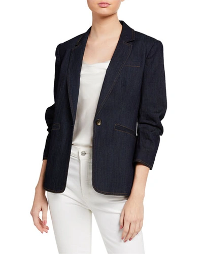 Shop Cinq À Sept Khloe Denim Blazer In Indigo