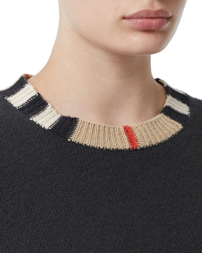 Shop Burberry Eyre Cashmere Check-trim Sweater In Black
