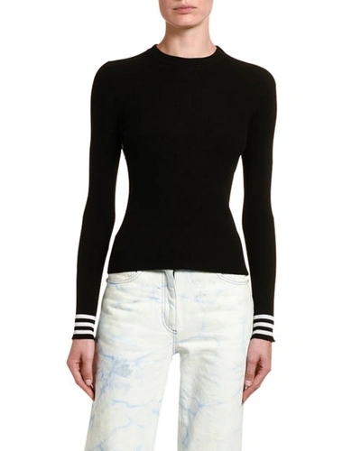 Shop Off-white Striped-cuff Knit Industrial Top In Black