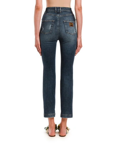 Shop Dolce & Gabbana Embellished Cropped Jeans In Blue