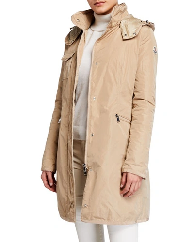 Shop Moncler Mauve Removable-belt Rain Coat In Camel