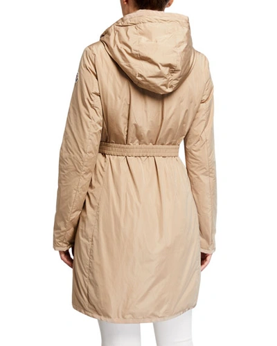 Shop Moncler Mauve Removable-belt Rain Coat In Camel