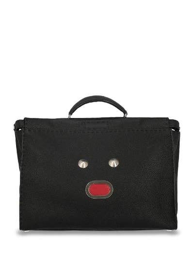 Shop Fendi Leather Briefcase In Black