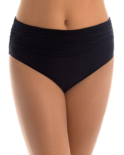Shop Magicsuit Jersey Shirred High-waist Bikini Bottom In Black