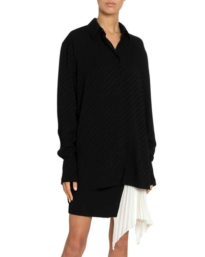 Shop Givenchy Chain-jacquard Silk Shirt In Black