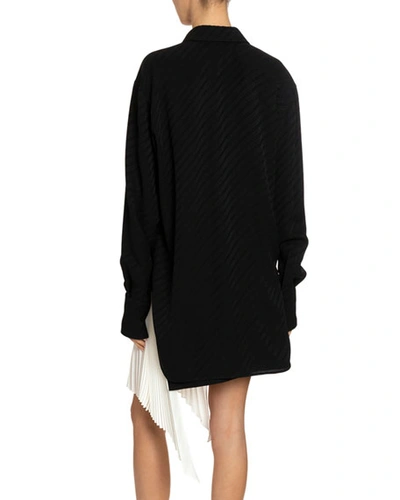Shop Givenchy Chain-jacquard Silk Shirt In Black