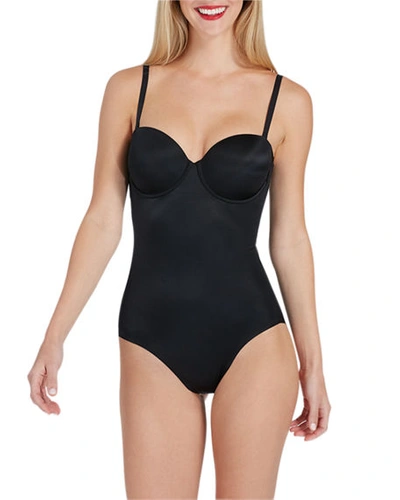 Shop Spanx Suit Your Fancy Strapless Cupped Bodysuit In Black