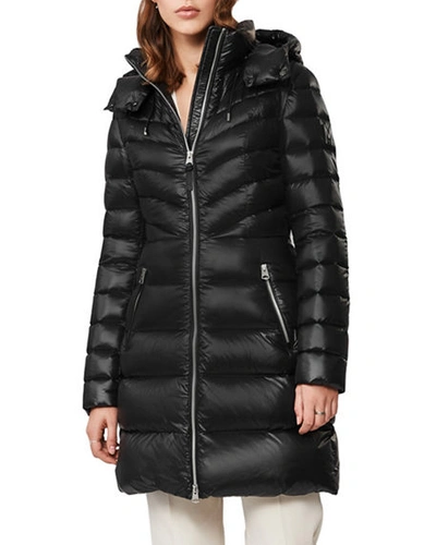 Shop Mackage Lara Fitted Down Puffer Coat With Detachable Hood In Black