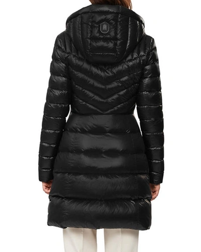 Shop Mackage Lara Fitted Down Puffer Coat With Detachable Hood In Black