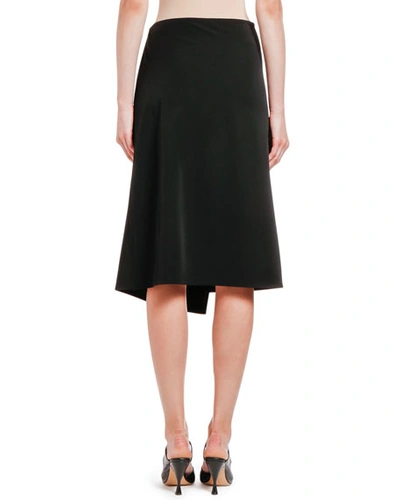 Shop Bottega Veneta Draped Wrap-front Gabardine Skirt In Black