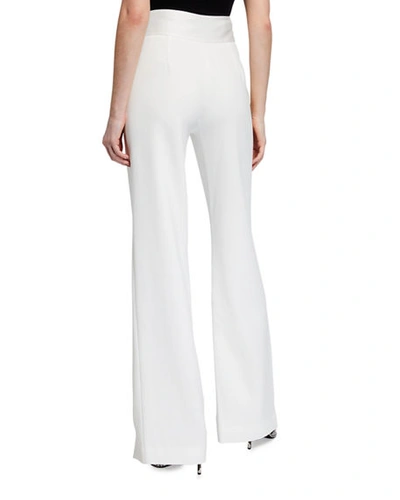 Shop Jonathan Simkhai Satin-combo Front-slit Pants In White