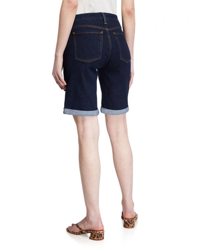 Shop Jen7 By 7 For All Mankind Mid-rise Bermuda Shorts In Haven