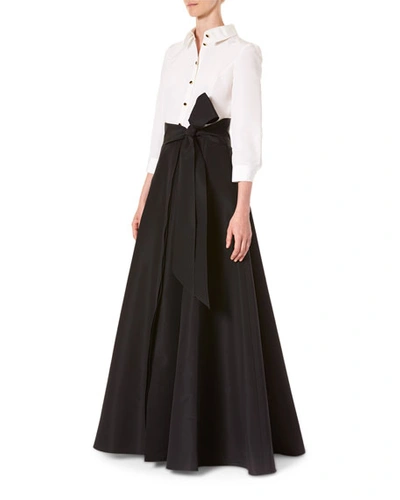 Shop Carolina Herrera Icon Two-tone Trench Gown In White/black