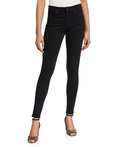 Shop Ag Farrah High-waist Stretch-denim Skinny Jeans In Super Black