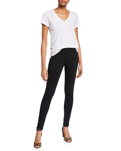 Shop Ag Farrah High-waist Stretch-denim Skinny Jeans In Super Black