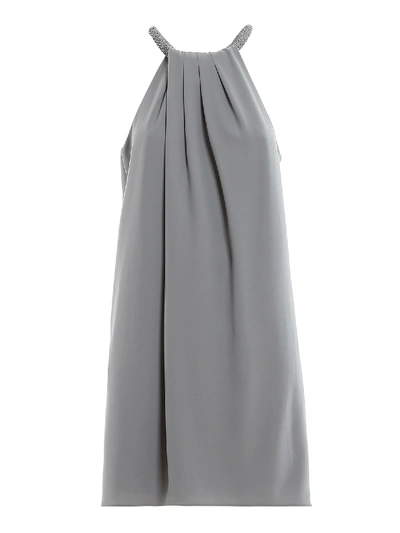 Shop Emporio Armani Bead Neckline Dress In Grey