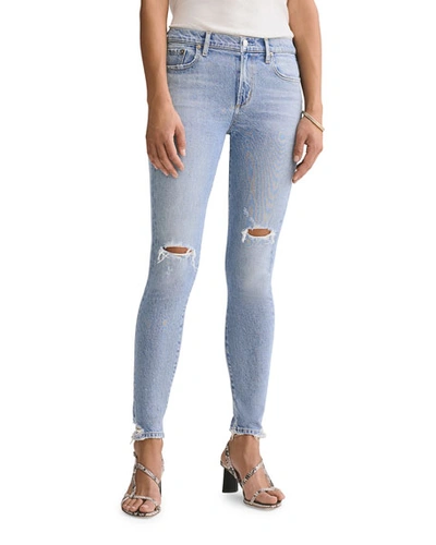 Shop Agolde Sophie Mid-rise Ankle Skinny Jeans With Knee Rip In Shrine