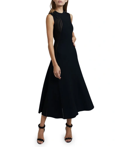 Shop Alaïa Sheer-seamed A-line Dress In Black