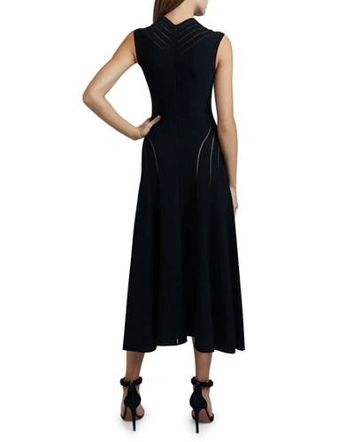 Shop Alaïa Sheer-seamed A-line Dress In Black