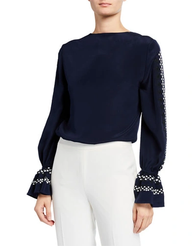 Kobi Halperin Rebekah Long-sleeve Silk Blouse In Midnight Blue
