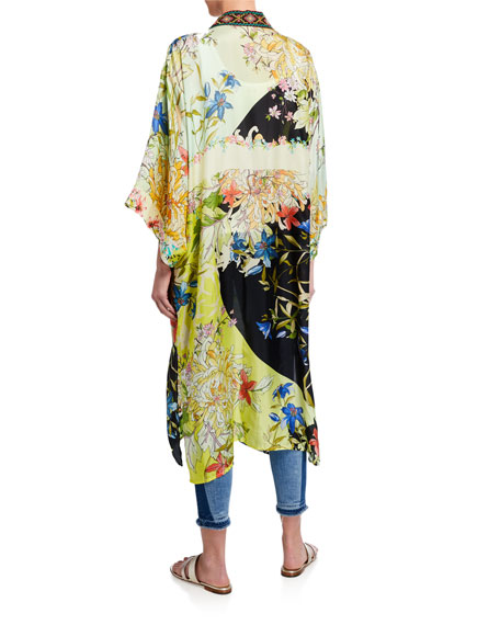 Johnny Was Tawney Long Printed Silk Kimono In Multi | ModeSens