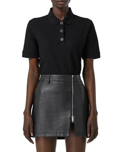 Shop Burberry Femme-fit Ring-snap Cotton Polo Shirt, Black