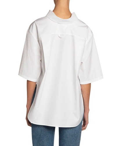 Shop Balenciaga Button-down Short-sleeve Swing Shirt In White