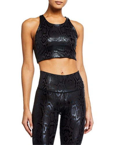 Shop Terez Obsidian Snakeskin Foil Uplift Sports Bra In Black Pattern