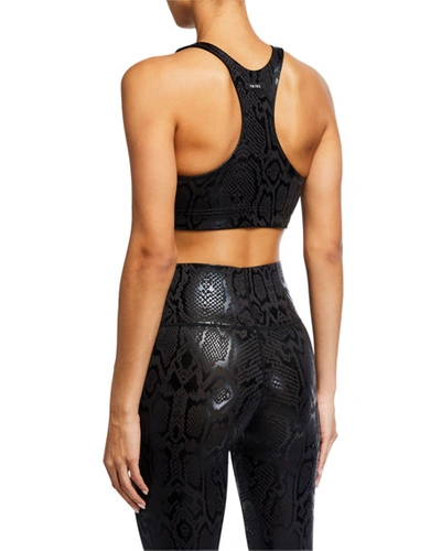 Shop Terez Obsidian Snakeskin Foil Uplift Sports Bra In Black Pattern