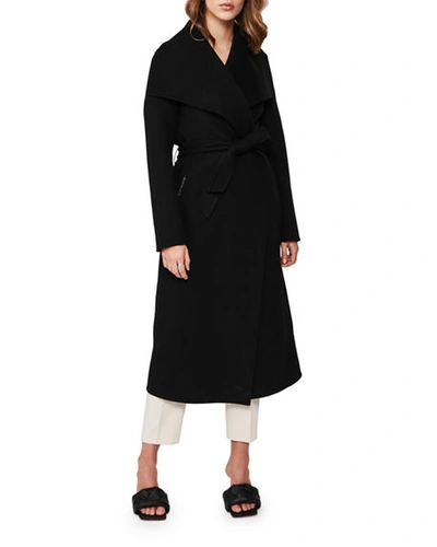 Shop Mackage Mai Long Wool Wrap Coat In Black