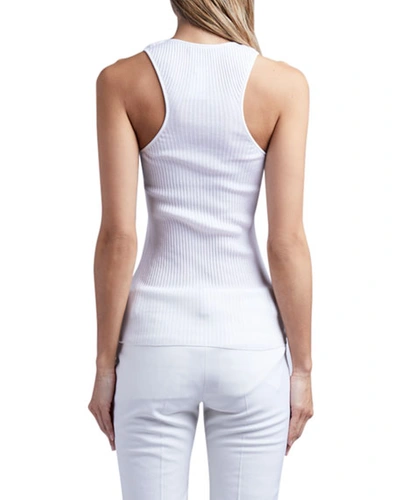 Shop Tom Ford Silk Ribbed Tank Top In White